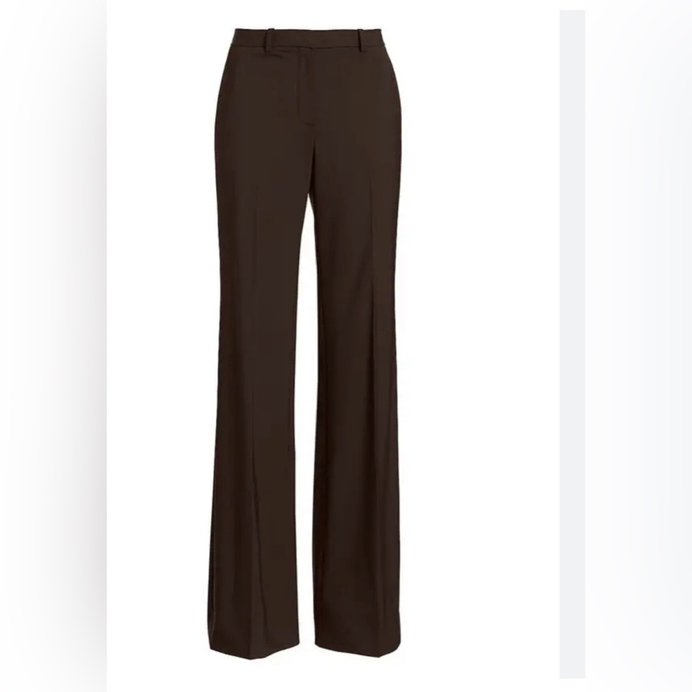 Theory Demitria 2 Wool Pants in Mink Dark Brown 12